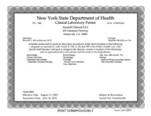 NYSDOH Clinical Lab Permit_Exp 2023-06-30_SNV_Address
